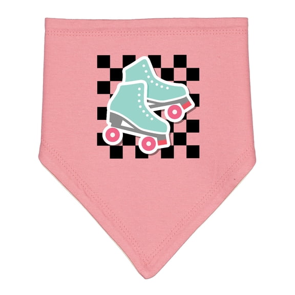 Inktastic Retro Skating Roller Skates Checkered Baby Bandana Bib