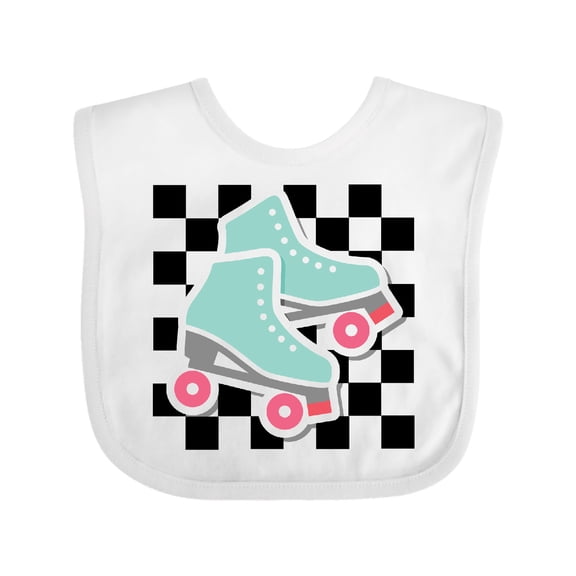 Inktastic Retro Skating Roller Skates Checkered Girls Baby Bib