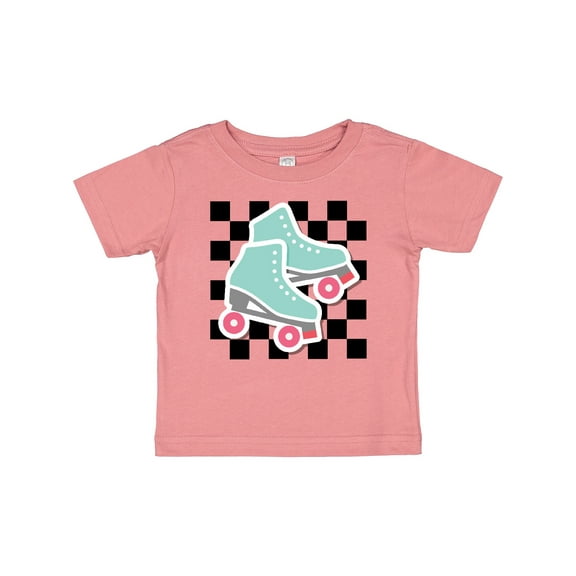 Inktastic Retro Skating Roller Skates Checkered Girls Baby T-Shirt