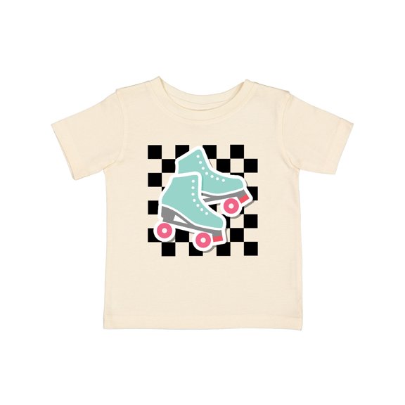 Inktastic Retro Skating Roller Skates Checkered Girls Baby T-Shirt