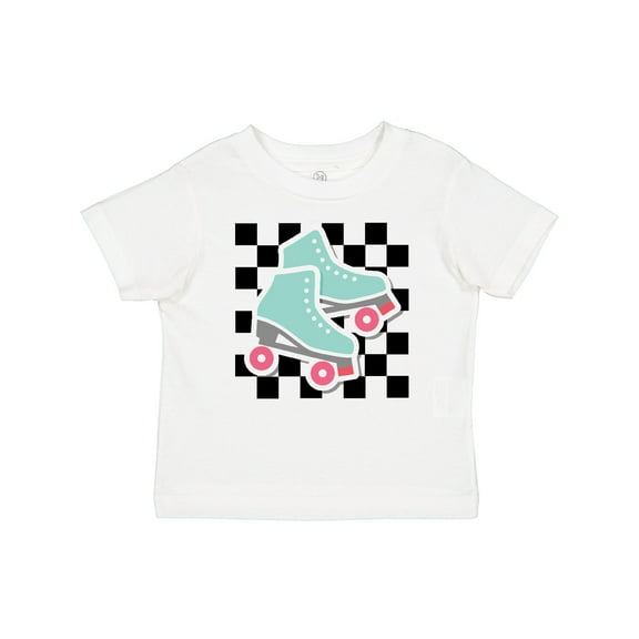 Inktastic Retro Skating Roller Skates Checkered Girls Baby T-Shirt