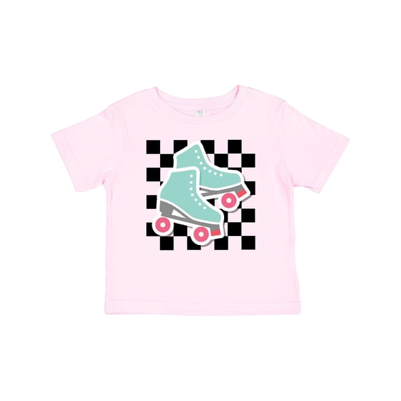 Inktastic Retro Skating Roller Skates Checkered Girls Baby T-Shirt