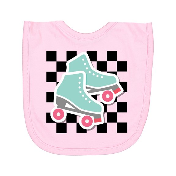 Inktastic Retro Skating Roller Skates Checkered Newborn Bib