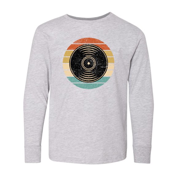 Inktastic Retro Vinyl Record Music Vintage Sunset Long Sleeve Youth T-Shirt