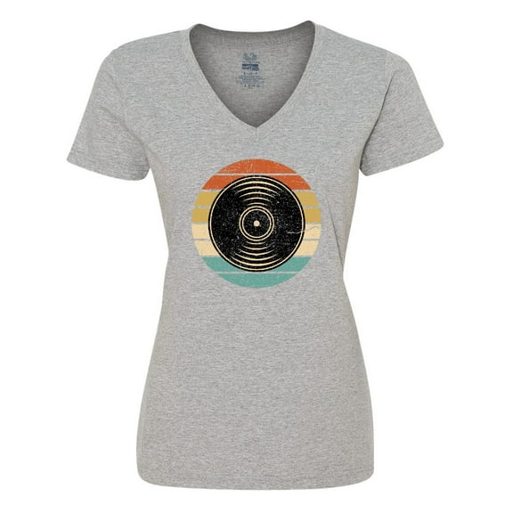 Inktastic Retro Vinyl Record Music Vintage Sunset Women's V-Neck T-Shirt