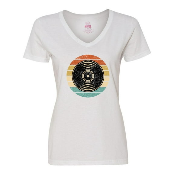 Inktastic Retro Vinyl Record Music Vintage Sunset Women's V-Neck T-Shirt