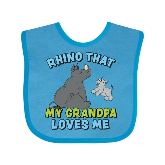 Inktastic Rhino That My Grandpa Loves Me with Cute Rhinos Boys or Girls Baby Bib