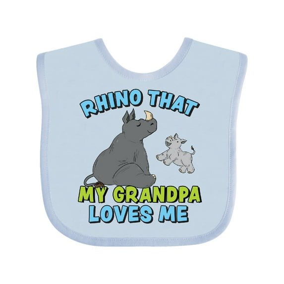 Inktastic Rhino That My Grandpa Loves Me with Cute Rhinos Boys or Girls Baby Bib