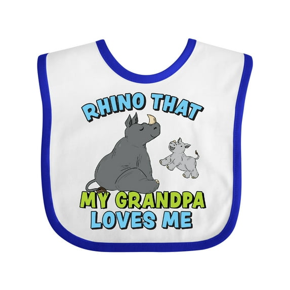 Inktastic Rhino That My Grandpa Loves Me with Cute Rhinos Boys or Girls Baby Bib