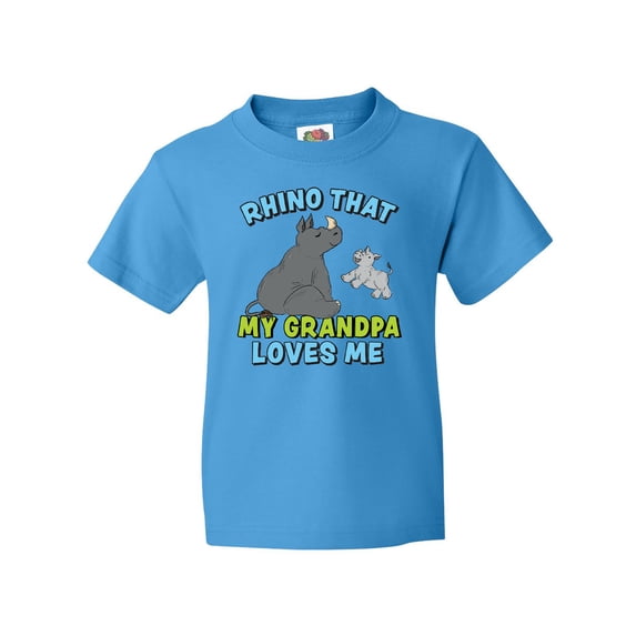 Inktastic Rhino That My Grandpa Loves Me with Cute Rhinos Youth T-Shirt