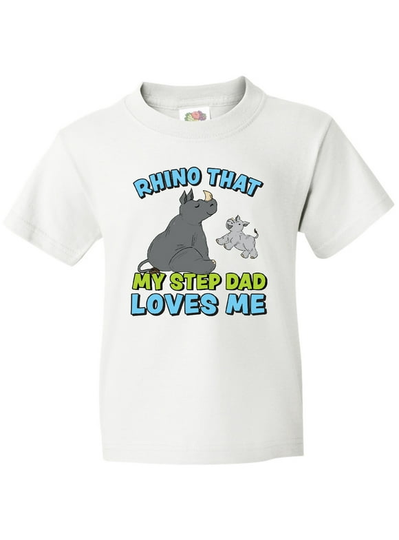 Inktastic Rhino That My Step Dad Loves Me with Cute Rhinos Youth T-Shirt