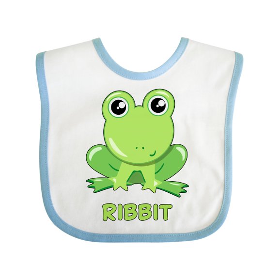 Inktastic Ribbit Cute Green Frog Boys or Girls Baby Bib