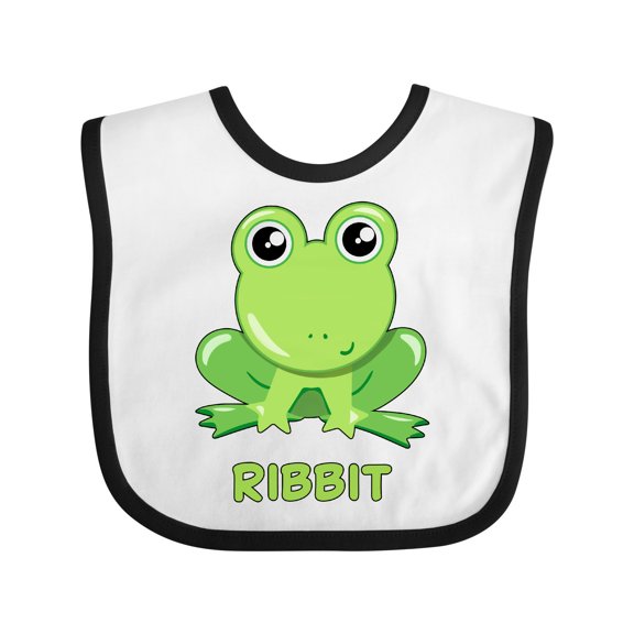 Inktastic Ribbit Cute Green Frog Boys or Girls Baby Bib