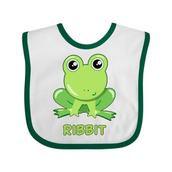 Inktastic Ribbit Cute Green Frog Boys or Girls Baby Bib