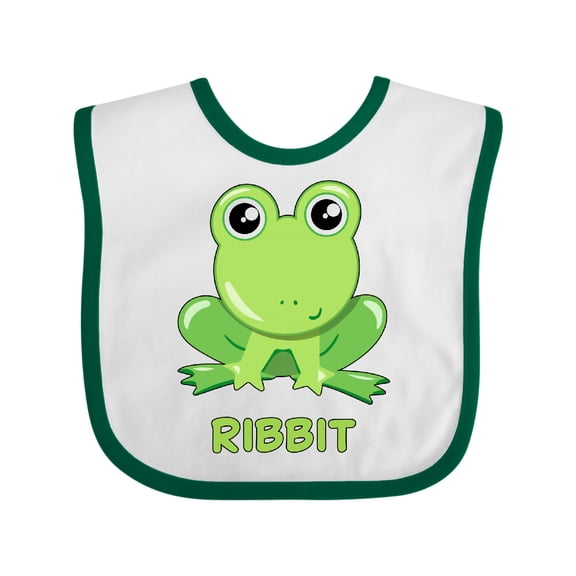 Inktastic Ribbit Cute Green Frog Boys or Girls Baby Bib