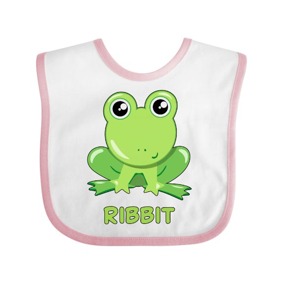 Inktastic Ribbit Cute Green Frog Boys or Girls Baby Bib