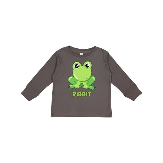 Inktastic Ribbit Cute Green Frog Boys or Girls Long Sleeve Toddler T-Shirt