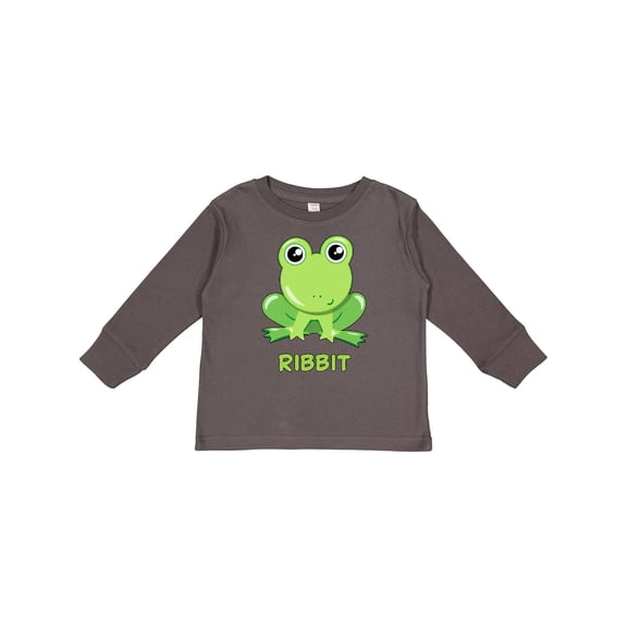 Inktastic Ribbit Cute Green Frog Boys or Girls Long Sleeve Toddler T-Shirt