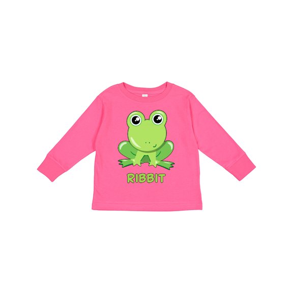 Inktastic Ribbit Cute Green Frog Boys or Girls Long Sleeve Toddler T-Shirt