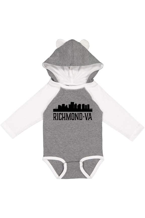 Richmond Virginia City Skyline Boys or Girls Long Sleeve Baby Bodysuit