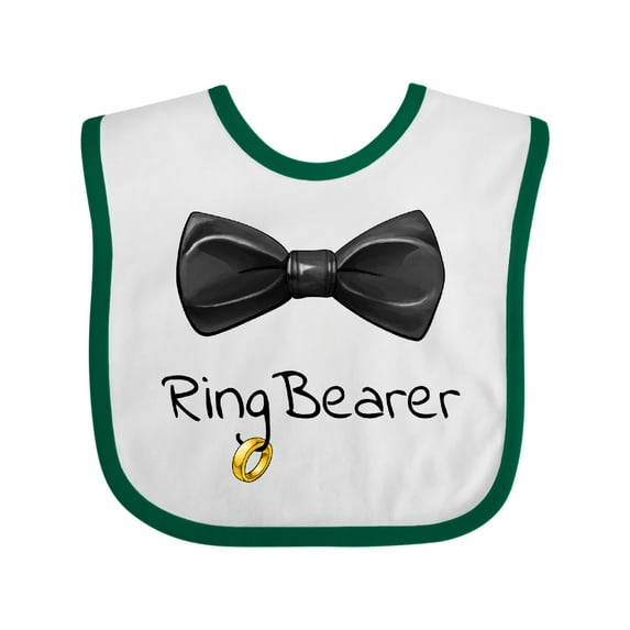 Inktastic Ring Bearer- Black Bow Tie Boys Baby Bib