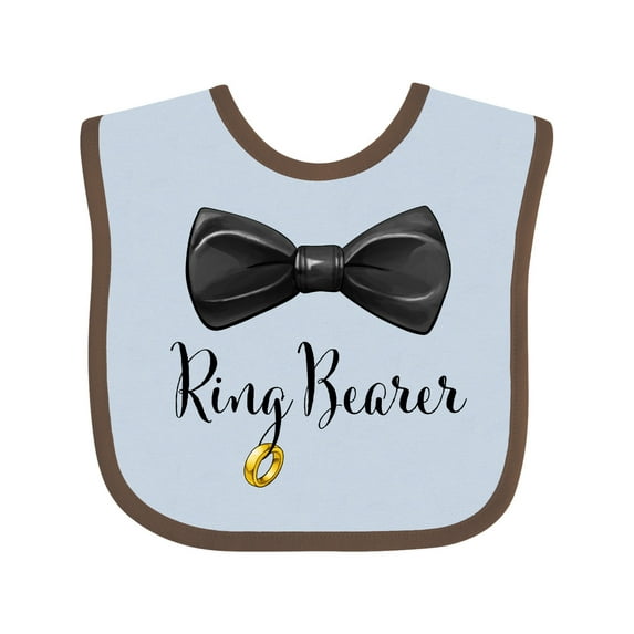Inktastic Ring Bearer Black Bow Tie and Gold Wedding Ring Boys Baby Bib