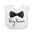 thumbnail image 1 of Inktastic Ring Bearer Black Bow Tie and Gold Wedding Ring Boys Baby Bib, 1 of 4