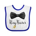 thumbnail image 1 of Inktastic Ring Bearer Black Bow Tie and Gold Wedding Ring Boys Baby Bib, 1 of 4
