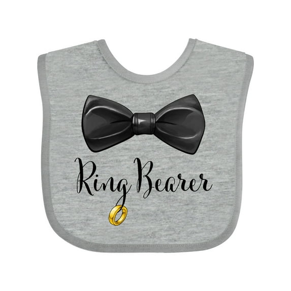 Inktastic Ring Bearer Black Bow Tie and Gold Wedding Ring Boys Baby Bib