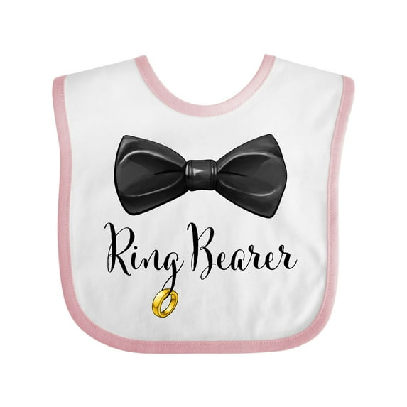 Inktastic Ring Bearer Black Bow Tie and Gold Wedding Ring Boys Baby Bib