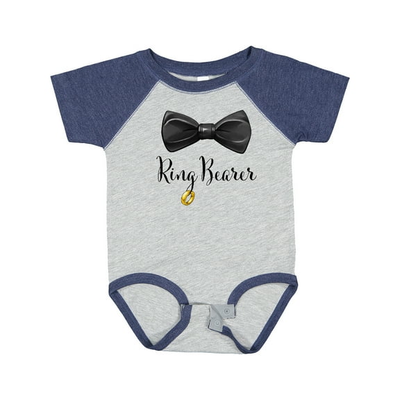 Inktastic Ring Bearer Black Bow Tie and Gold Wedding Ring Boys Baby Bodysuit