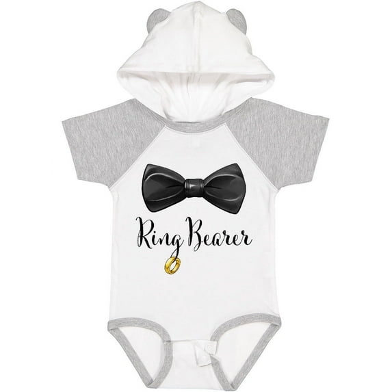 Inktastic Ring Bearer Black Bow Tie and Gold Wedding Ring Boys Baby Bodysuit