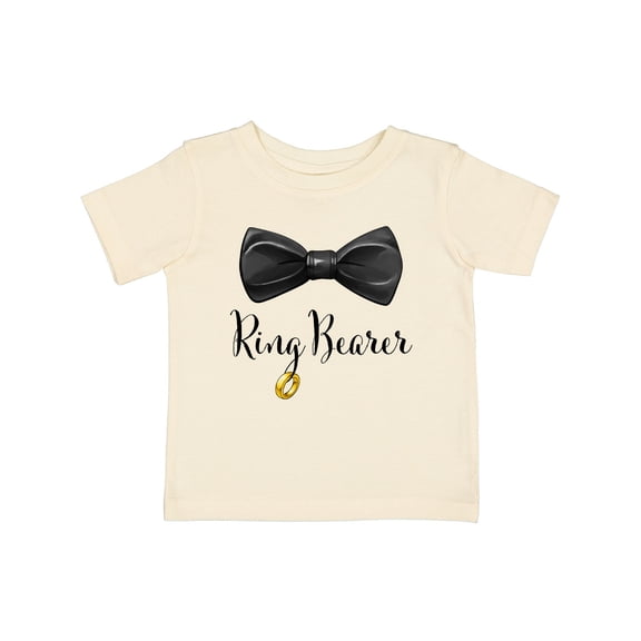 Inktastic Ring Bearer Black Bow Tie and Gold Wedding Ring Boys Baby T-Shirt