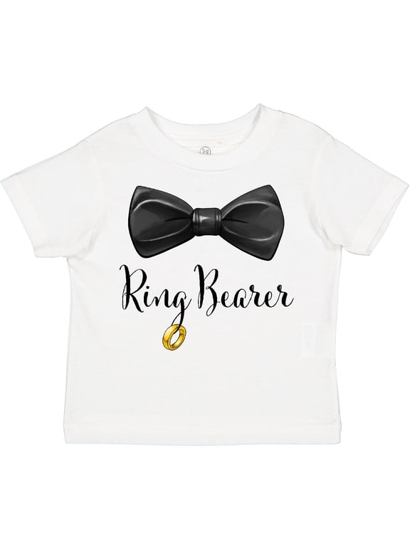 Ring Bearer Black Bow Tie and Gold Wedding Ring Boys Toddler T-Shirt
