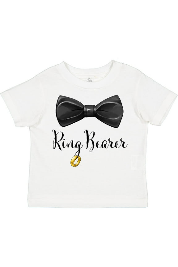 Ring Bearer Black Bow Tie and Gold Wedding Ring Boys Toddler T-Shirt