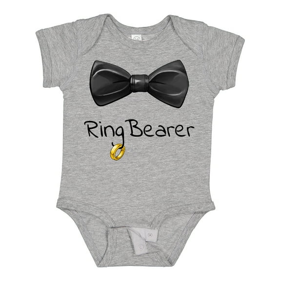 Inktastic Ring Bearer- Black Bow Tie Boys or Girls Baby Bodysuit