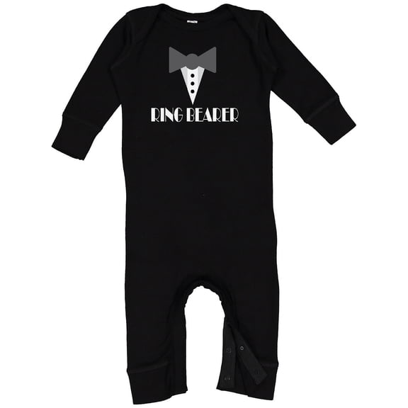 Inktastic Ring Bearer Mock Tux Tuxedo Baby Romper Coveralls