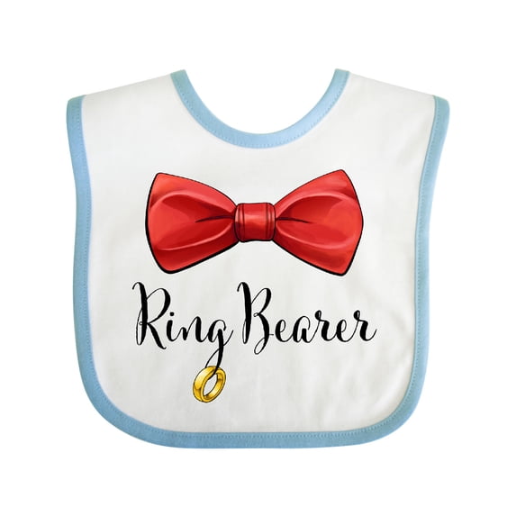 Inktastic Ring Bearer- Red Bow Tie Boys Baby Bib