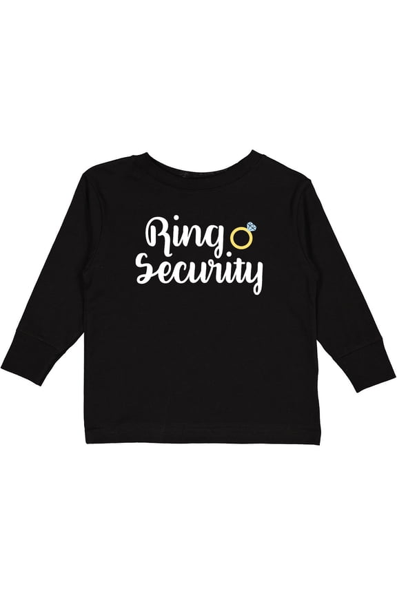 Ringbearer Ring Security White Text Boys or Girls Long Sleeve Toddler T-Shirt