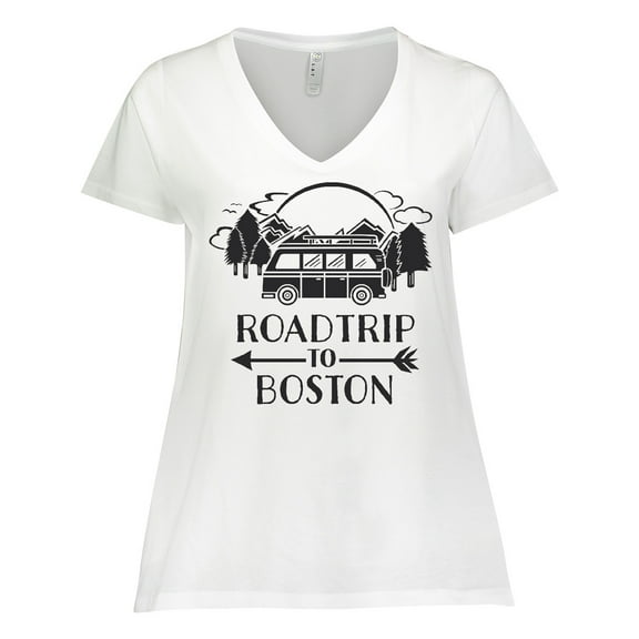Inktastic Road Trip To Boston Women's Plus Size V-Neck T-Shirt