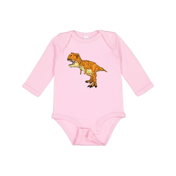 Inktastic Roaring T-Rex Boys or Girls Long Sleeve Baby Bodysuit