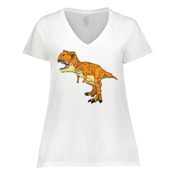 Inktastic Roaring T-Rex Women's Plus Size V-Neck T-Shirt