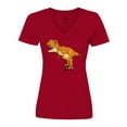 thumbnail image 1 of Inktastic Roaring T-Rex Women's V-Neck T-Shirt, 1 of 5