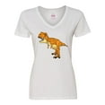 thumbnail image 1 of Inktastic Roaring T-Rex Women's V-Neck T-Shirt, 1 of 5
