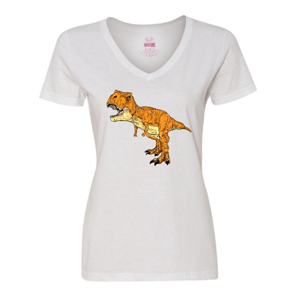 Inktastic Roaring T-Rex Women's V-Neck T-Shirt