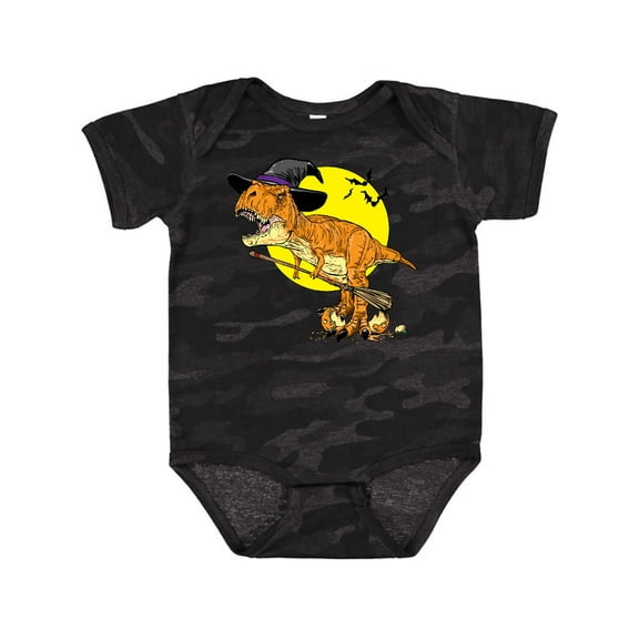 Inktastic Roaring Tyrannosaurus Rex Witch on Halloween Boys or Girls Baby Bodysuit