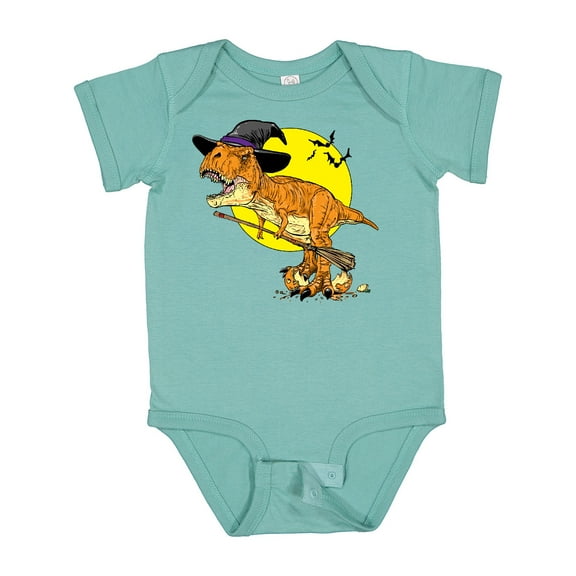 Inktastic Roaring Tyrannosaurus Rex Witch on Halloween Boys or Girls Baby Bodysuit