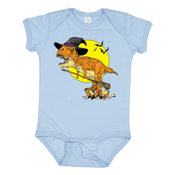 Inktastic Roaring Tyrannosaurus Rex Witch on Halloween Boys or Girls Baby Bodysuit