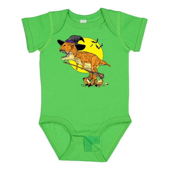 Inktastic Roaring Tyrannosaurus Rex Witch on Halloween Boys or Girls Baby Bodysuit