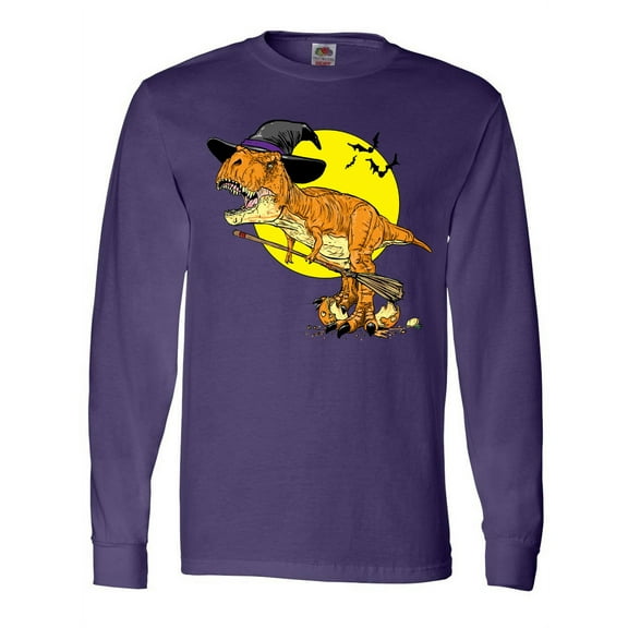 Inktastic Roaring Tyrannosaurus Rex Witch on Halloween Long Sleeve T-Shirt